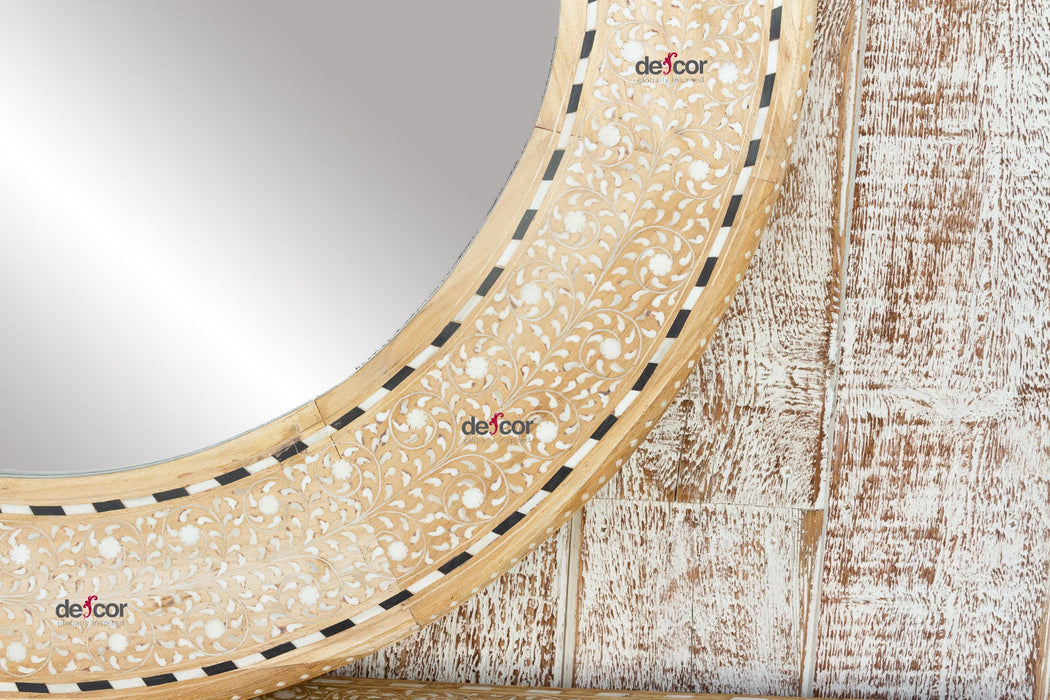 Bleached Farmhouse Zellige Round Inlay Mirror