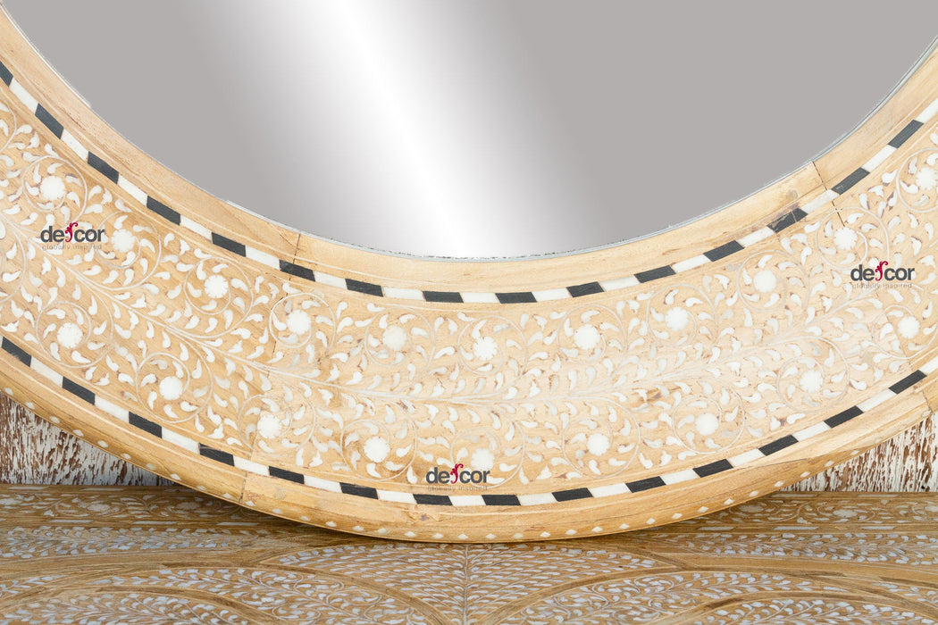Bleached Farmhouse Zellige Round Inlay Mirror