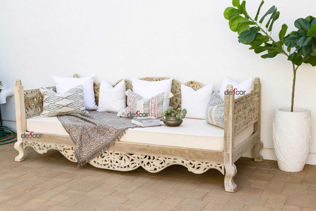 108" Long Bleached Teak Anglo Indian Daybed
