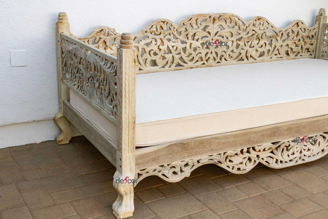 108" Long Bleached Teak Anglo Indian Daybed