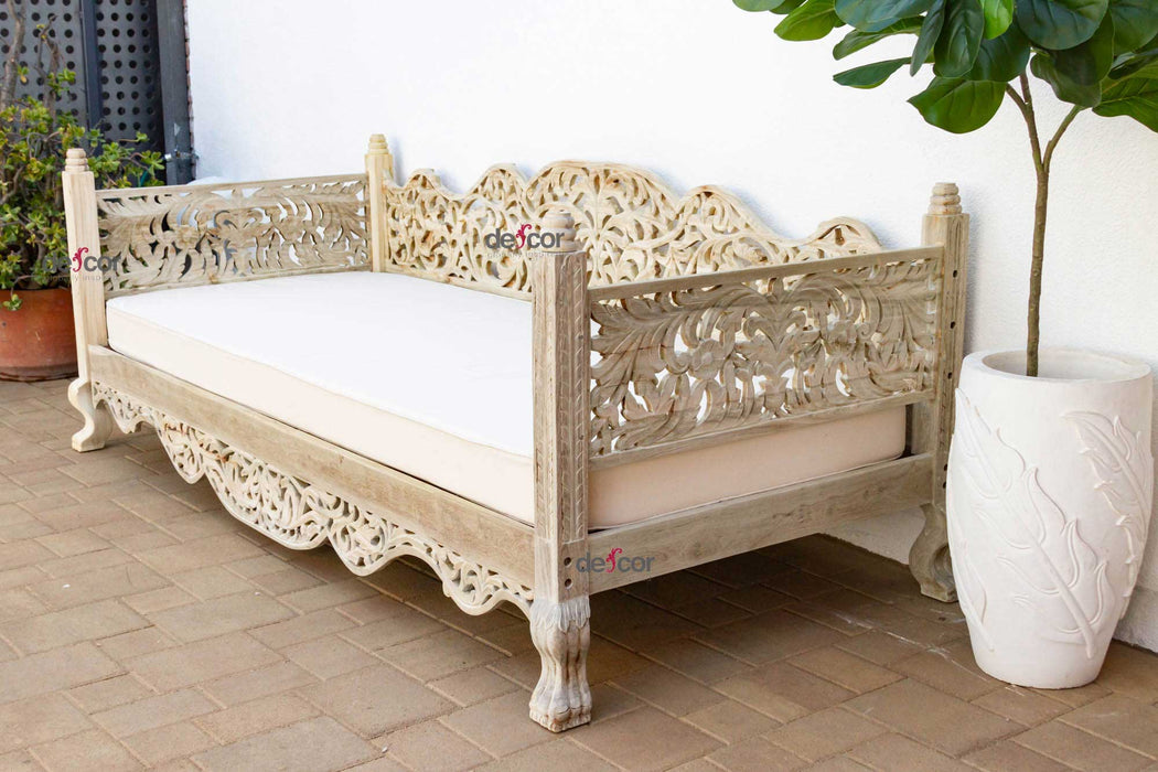 108" Long Bleached Teak Anglo Indian Daybed