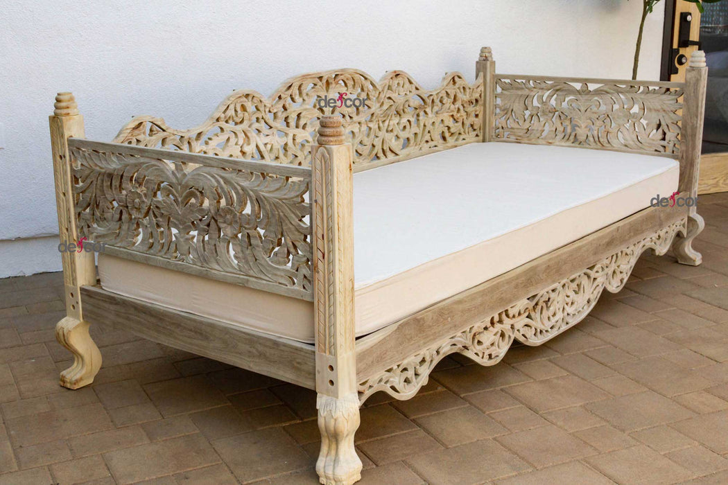 108" Long Bleached Teak Anglo Indian Daybed