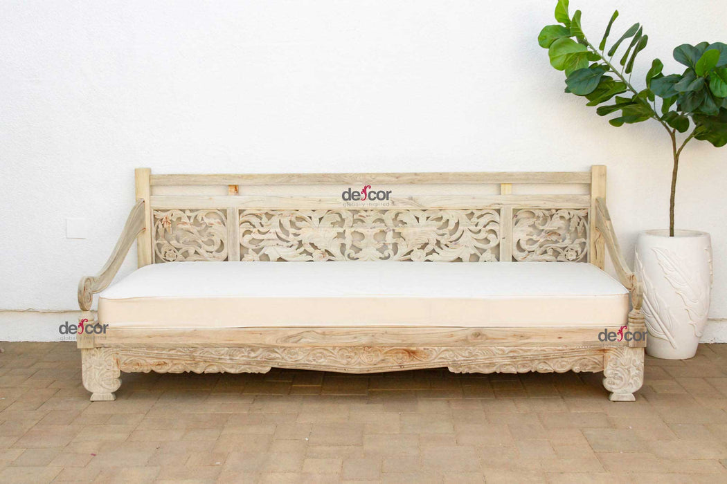 102" Beautifully Carved Opium Teak Daybed