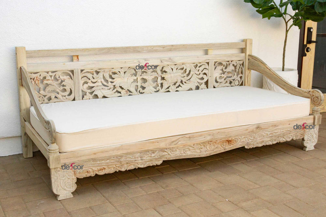 102" Beautifully Carved Opium Teak Daybed