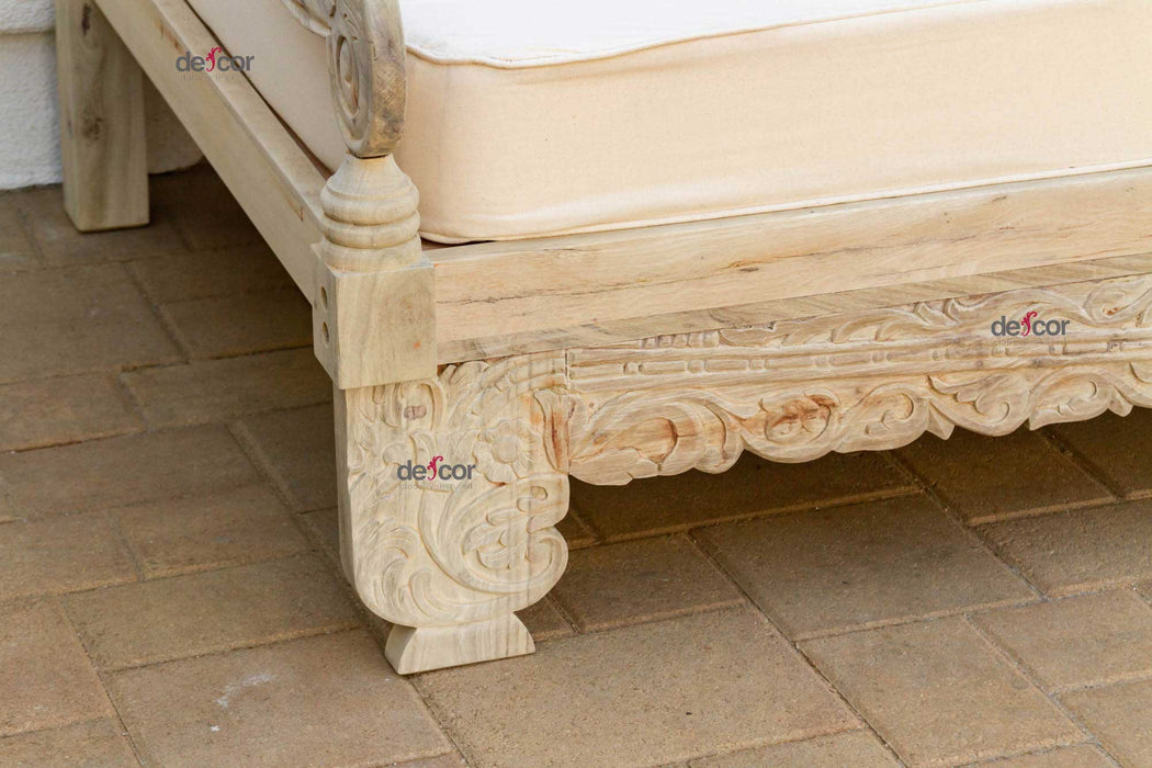 102" Beautifully Carved Opium Teak Daybed