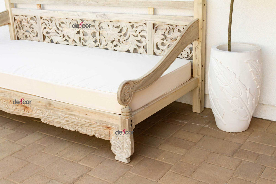 102" Beautifully Carved Opium Teak Daybed