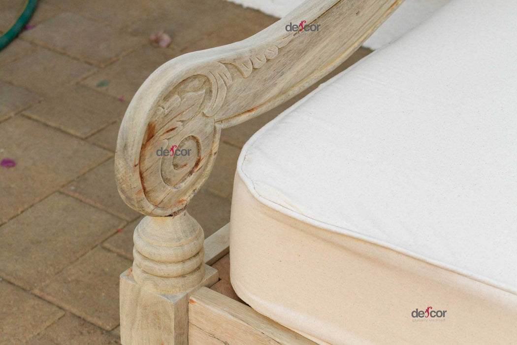 102" Beautifully Carved Opium Teak Daybed