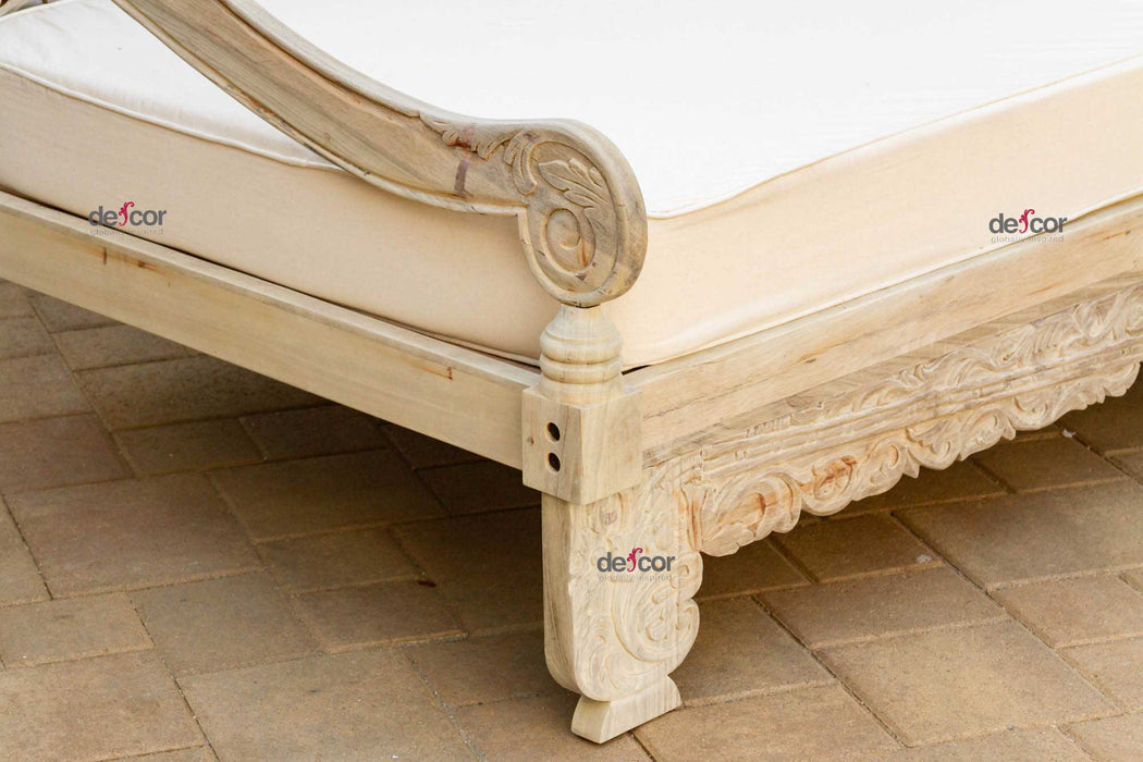 102" Beautifully Carved Opium Teak Daybed