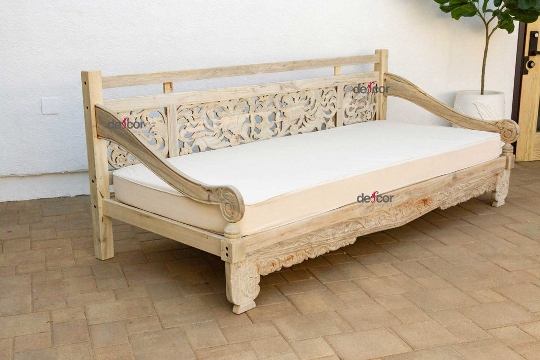 102" Beautifully Carved Opium Teak Daybed