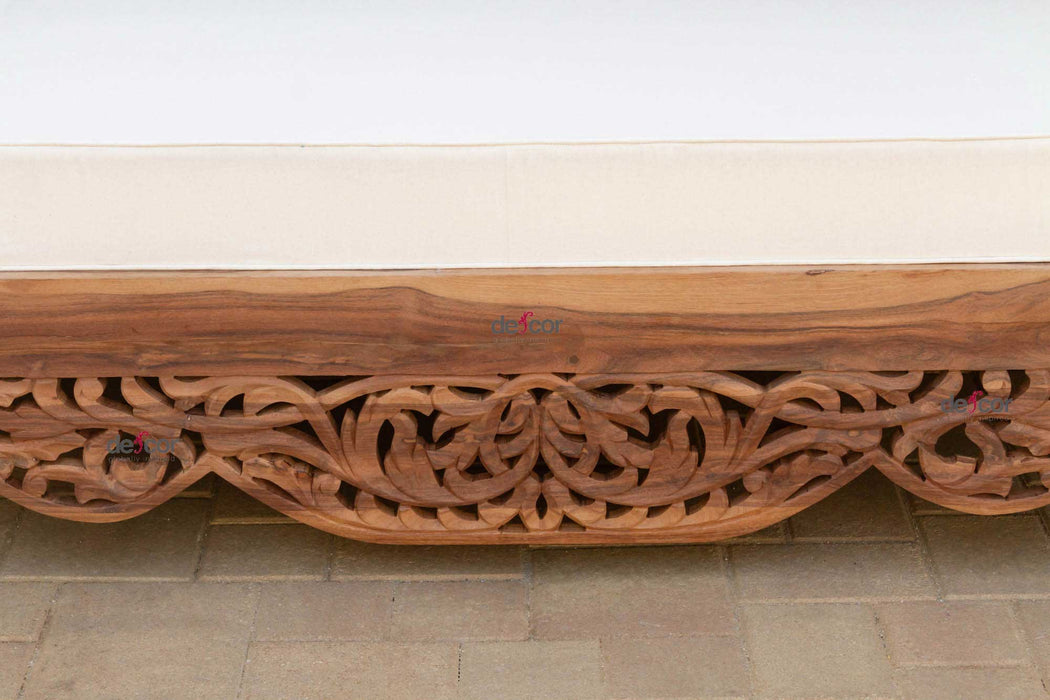 8' Long Reclaimed Teak Anglo Indian Carved Daybed
