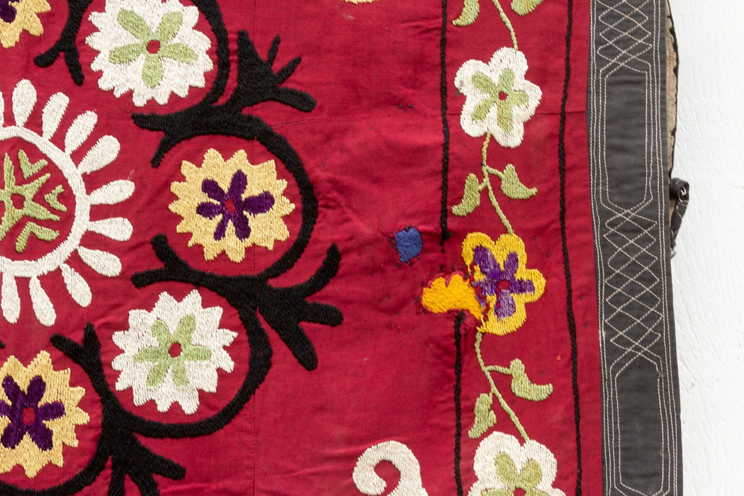 1970's Ruby Red Mandala Suzani Tapestry