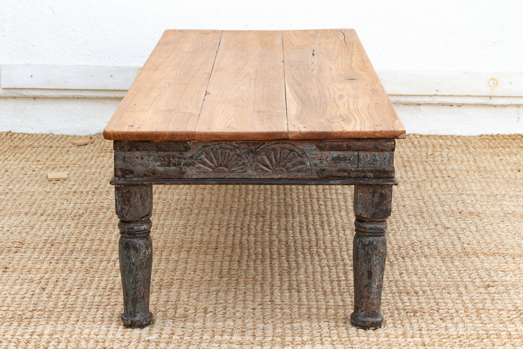 Long Antique Indian Takhat Teak Coffee Table