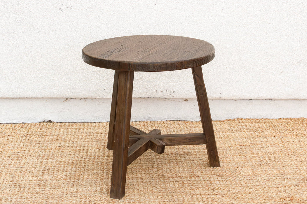 Farmhouse Style Reclaimed Elm Round End Table