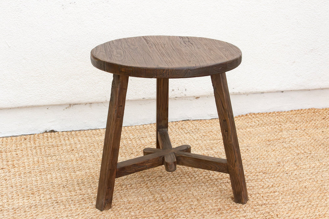 Farmhouse Style Reclaimed Elm Round End Table