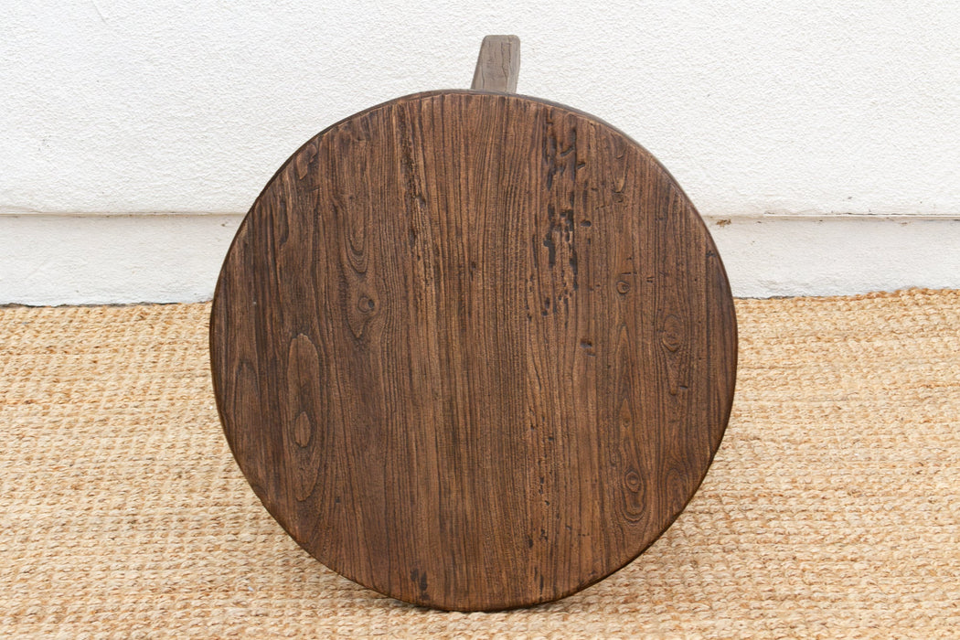 Farmhouse Style Reclaimed Elm Round End Table