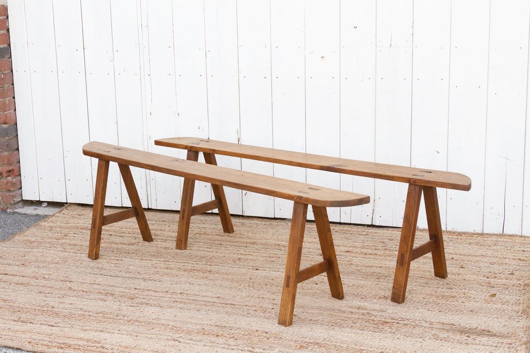 Pair of French Farmhouse Oak Benches