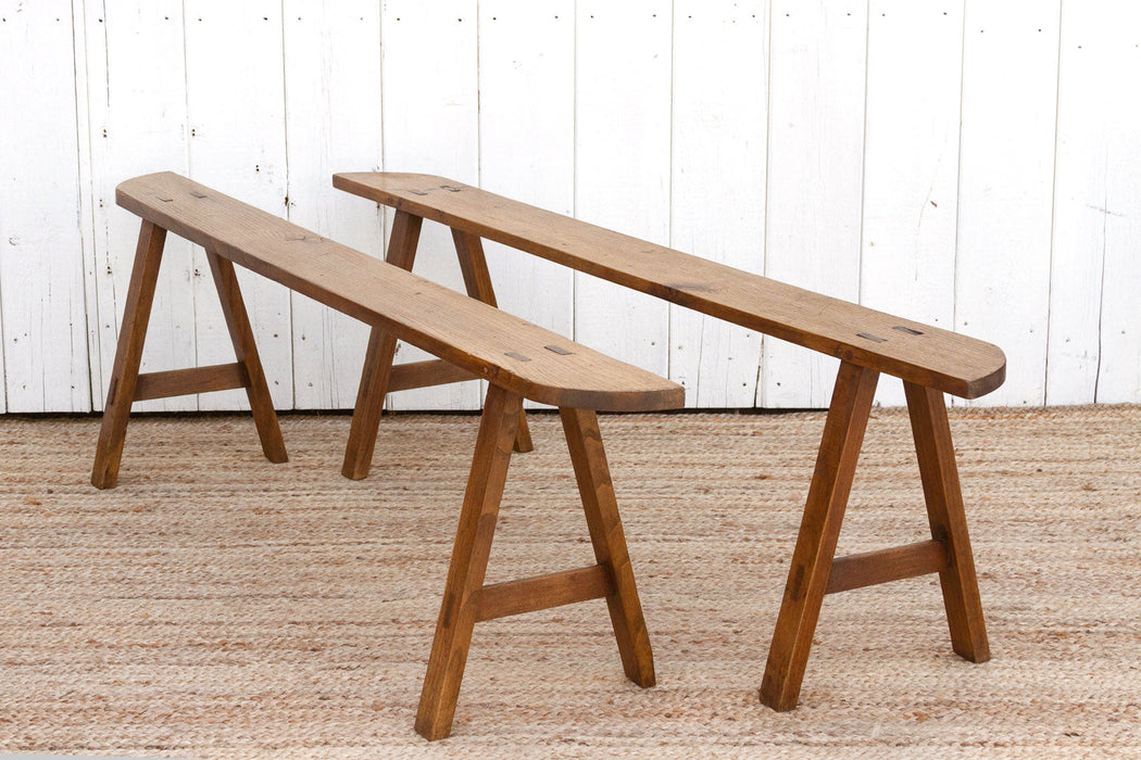 Pair of French Farmhouse Oak Benches