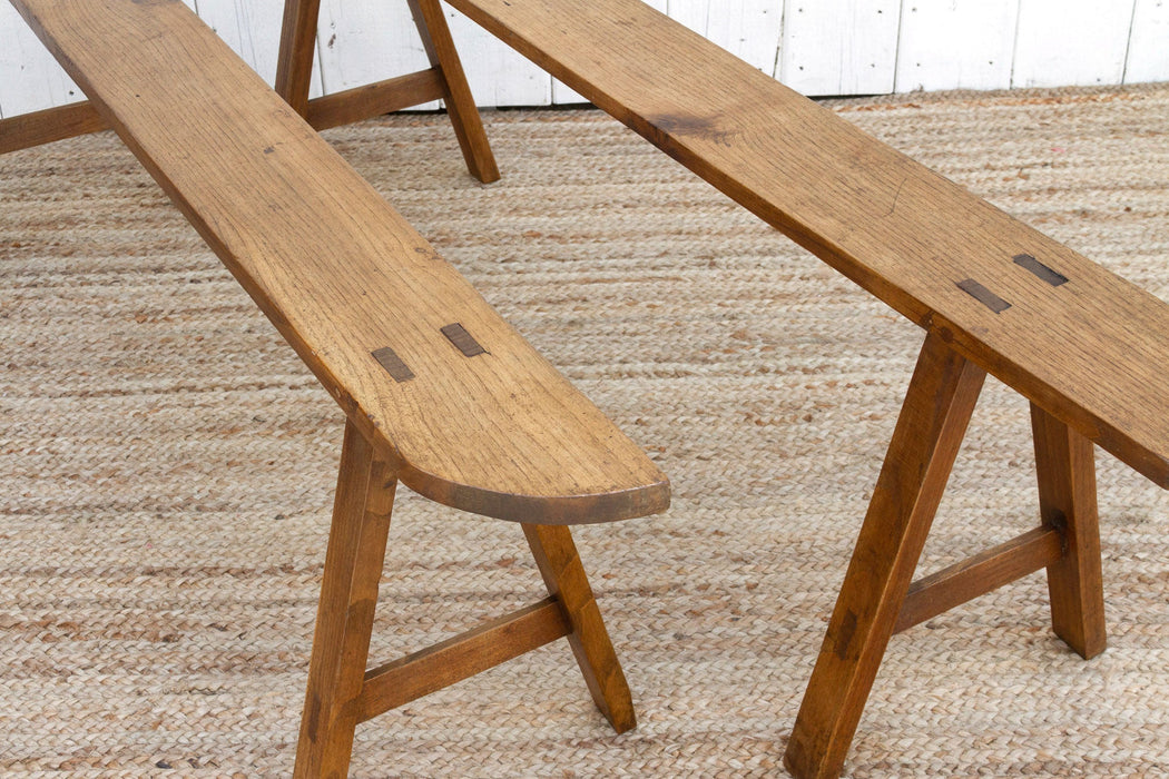 Pair of French Farmhouse Oak Benches