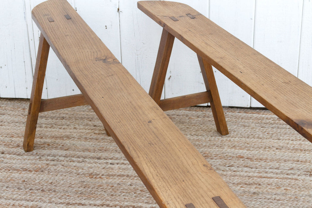 Pair of French Farmhouse Oak Benches