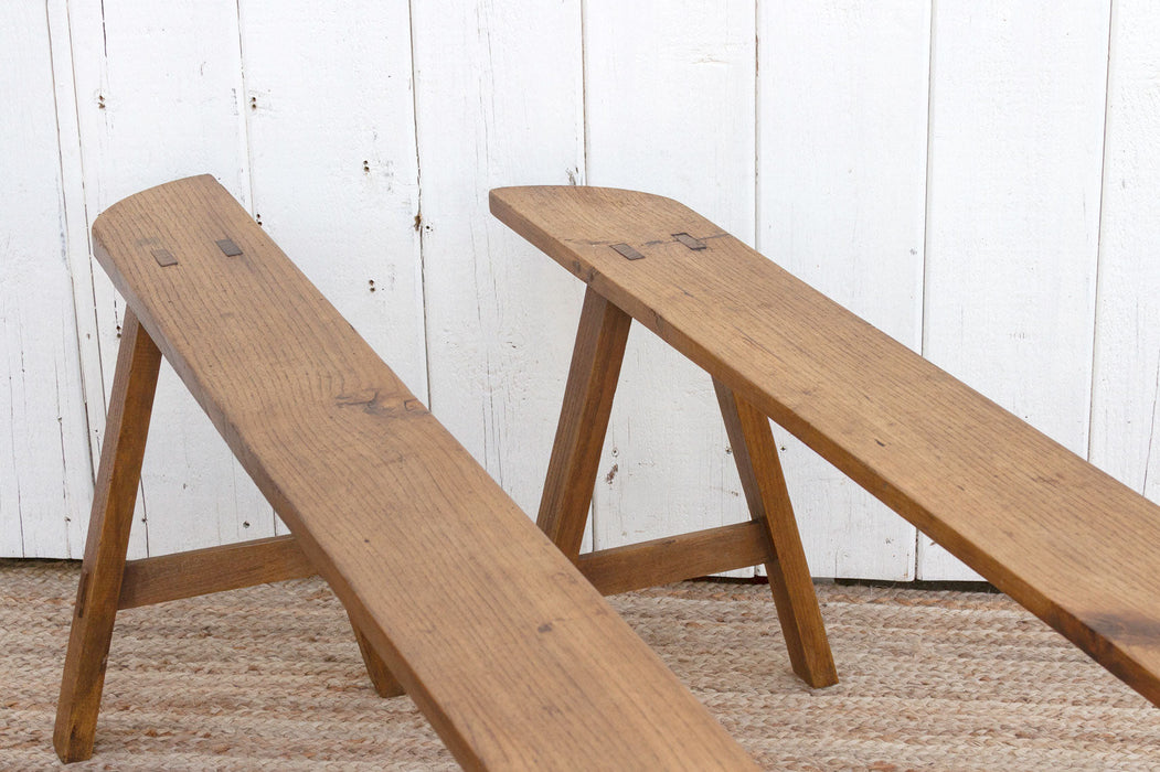 Pair of French Farmhouse Oak Benches