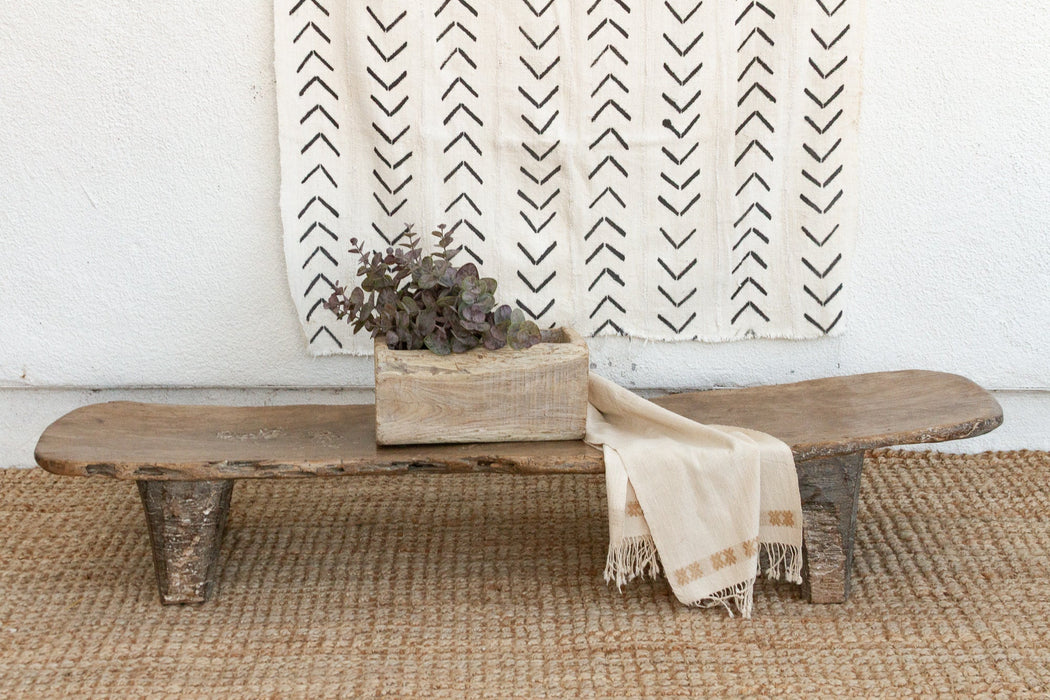Rustic Senufo Wooden Farmhouse Bench