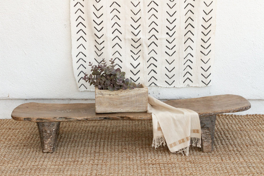 Rustic Senufo Wooden Farmhouse Bench