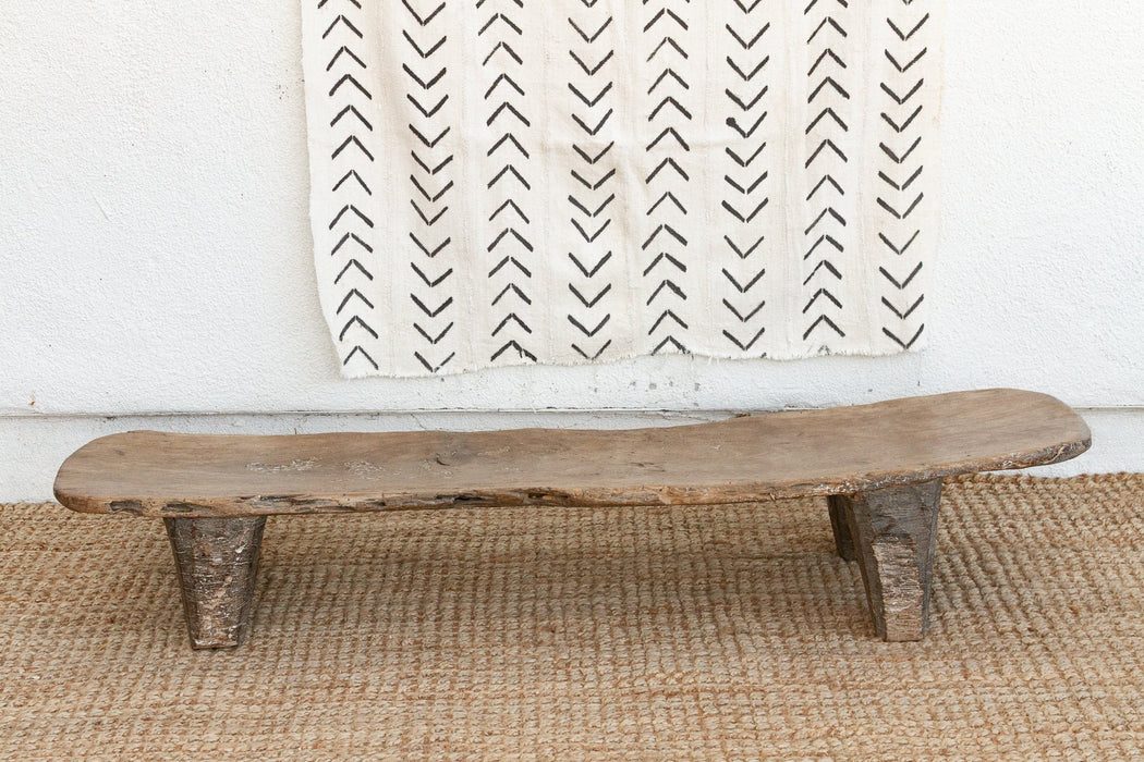 Rustic Senufo Wooden Farmhouse Bench
