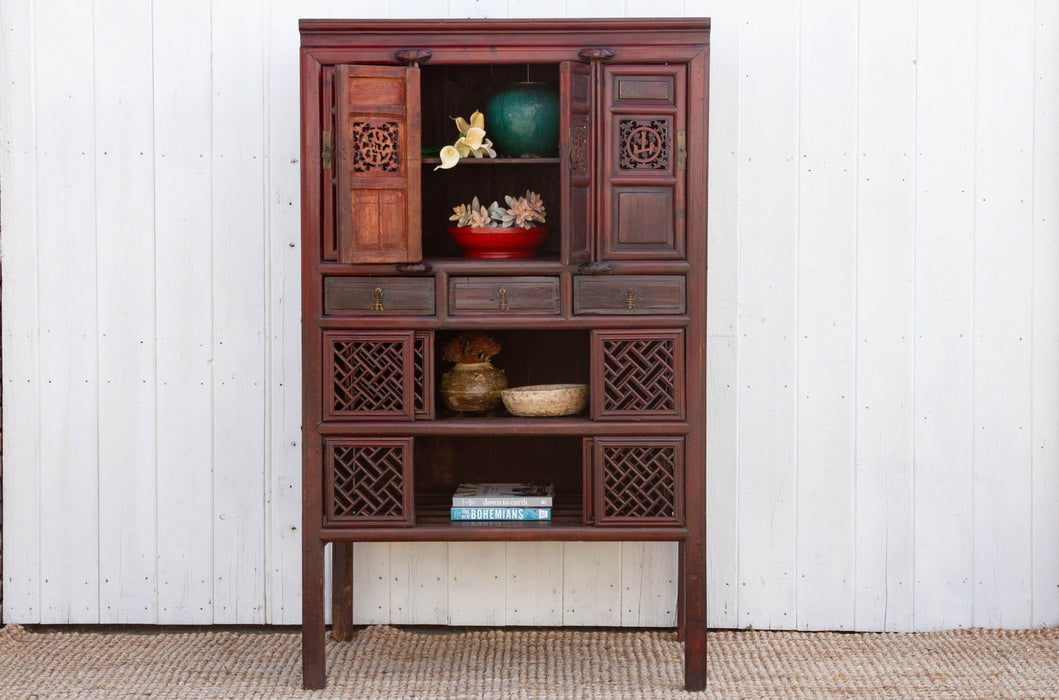 19th Century Lattice Kitchen Cabinet