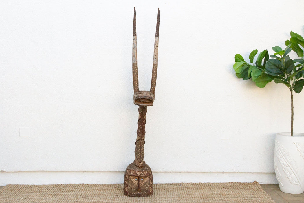 19th Century 83" Tall African Antelope Adone