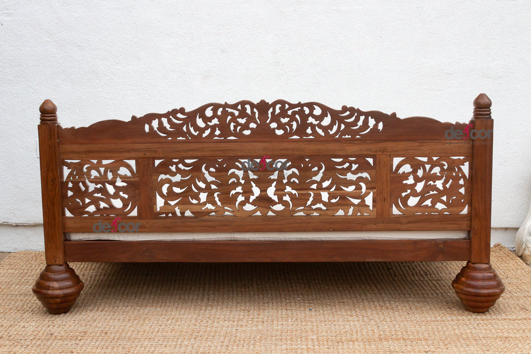 76" Long Royal Bali Carved Reclaimed Teak Sofa