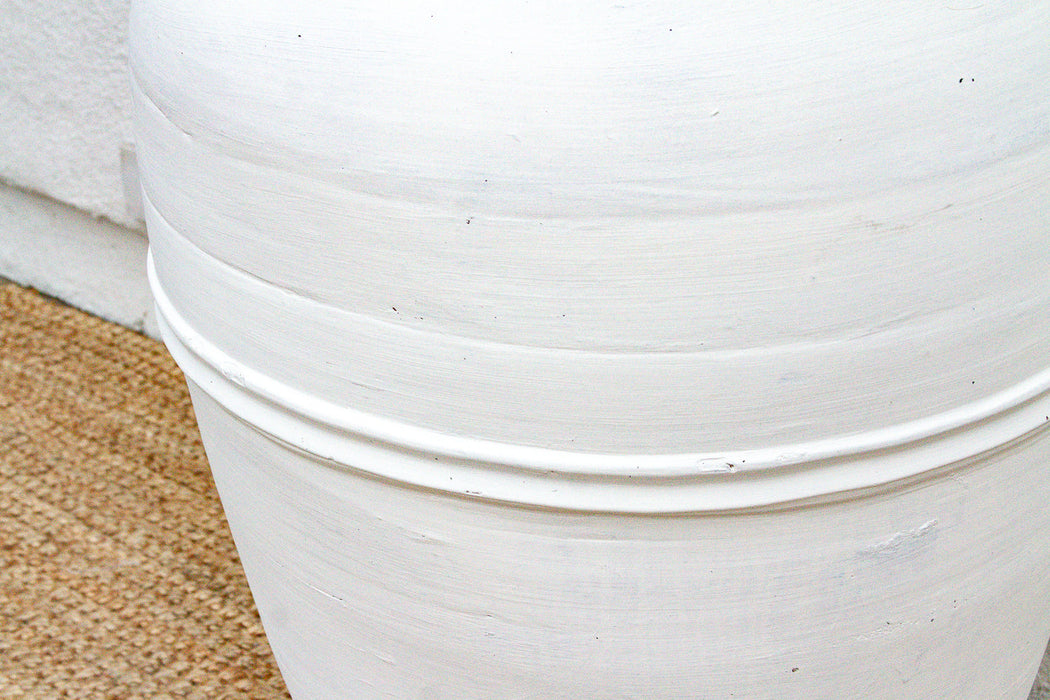 Tall Mediterranean Style White Terracotta Planter