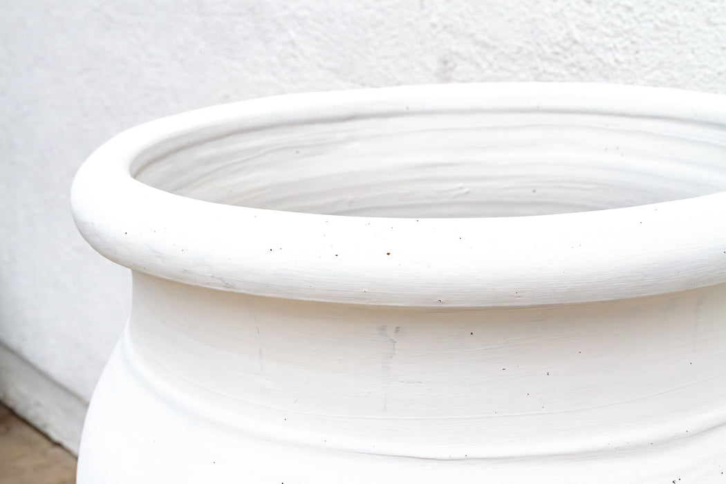 Tall Mediterranean Style White Terracotta Planter