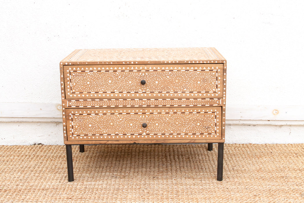 One-Of-A-Kind Heritage Inlay Chest of 2 Drawers