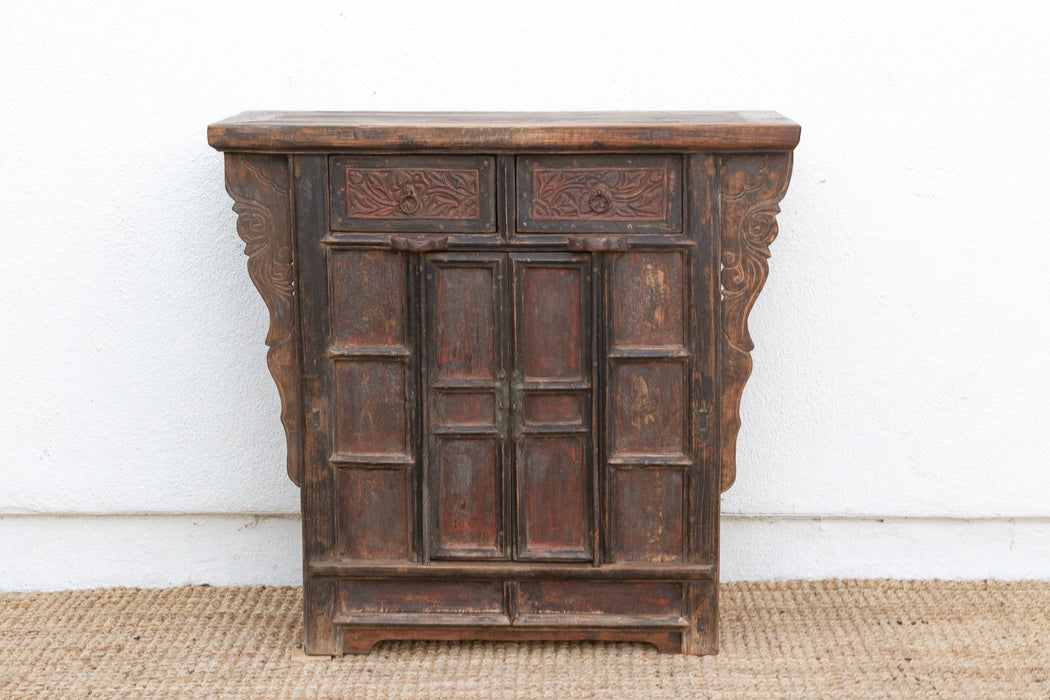 Antique Pagoda Elm Cabinet w/Original Painted Finish