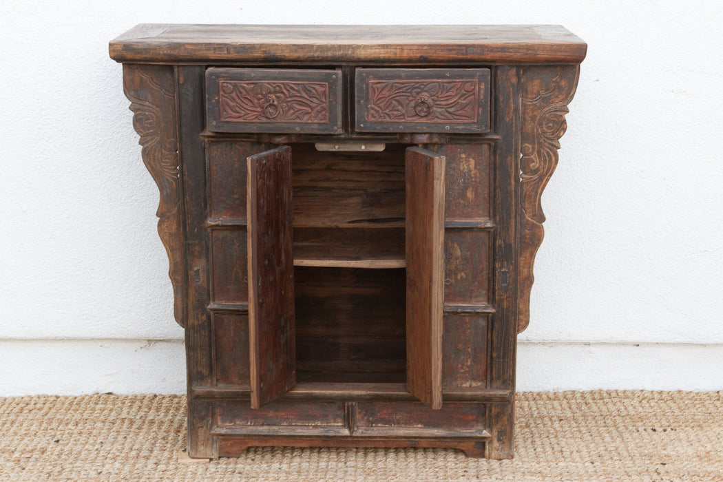 Antique Pagoda Elm Cabinet w/Original Painted Finish