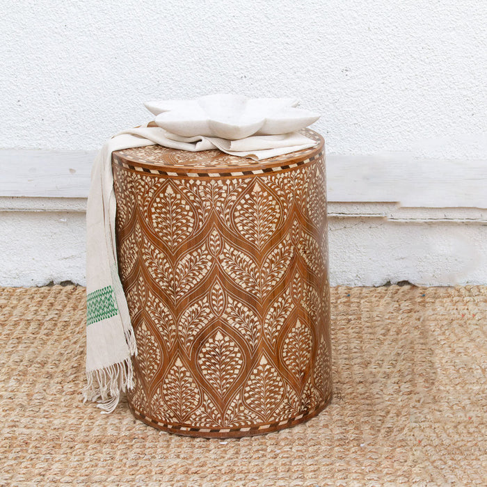 Royal Artisan Inlay Drum End Table