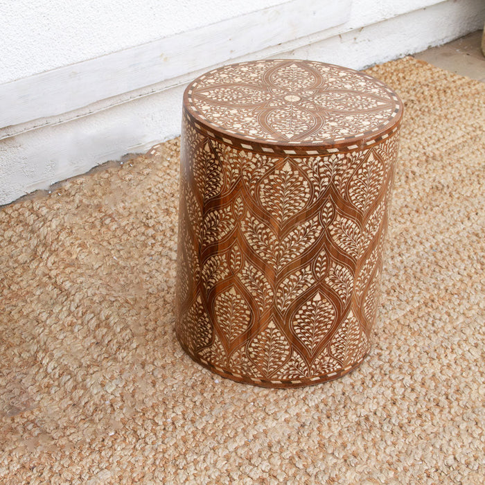 Royal Artisan Inlay Drum End Table
