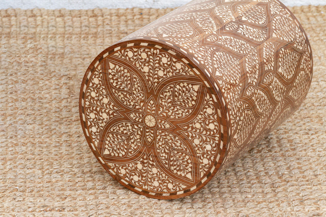 Royal Artisan Inlay Drum End Table
