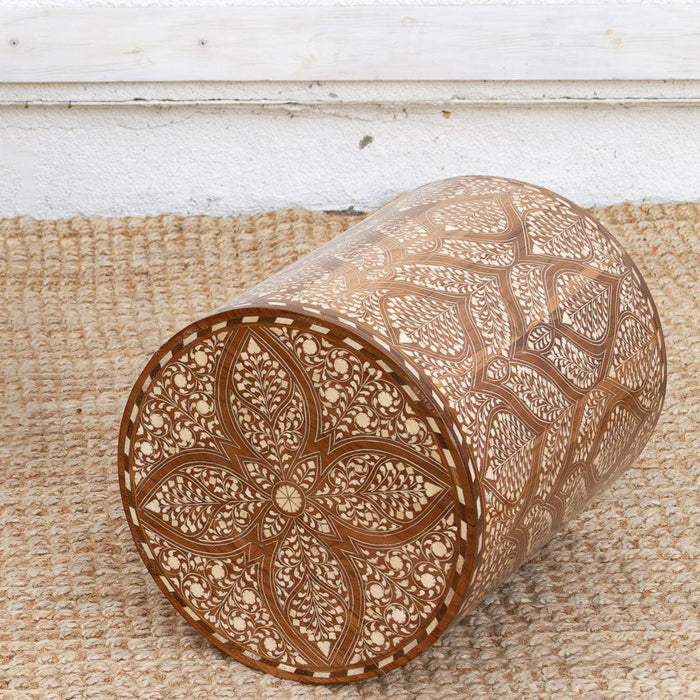 Royal Artisan Inlay Drum End Table