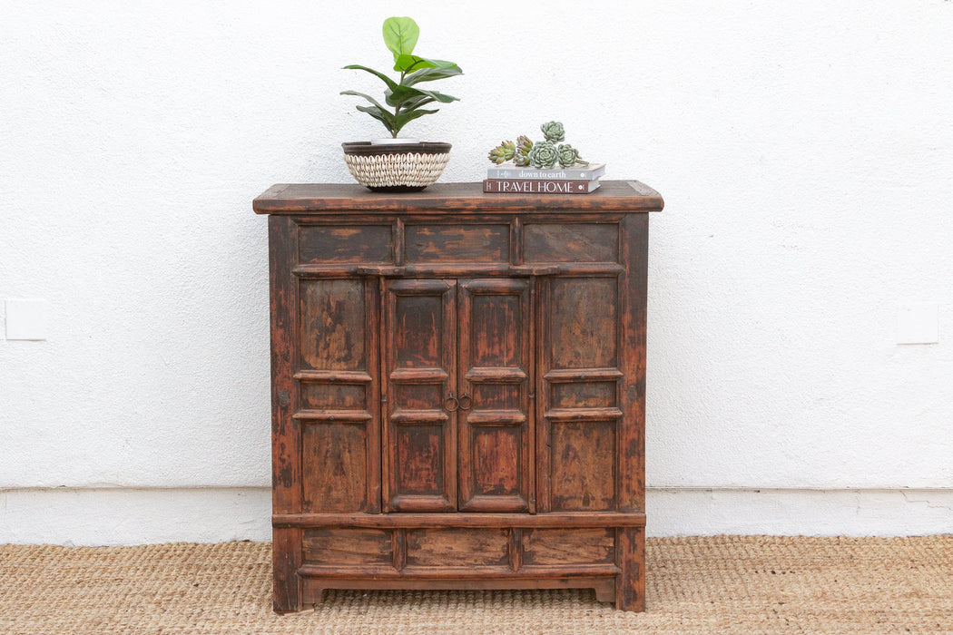 Antique Provincial 2 Door Rustic Asian Cabinet