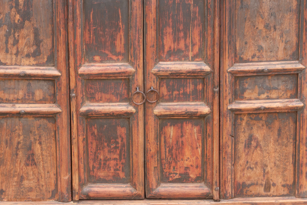 Antique Provincial 2 Door Rustic Asian Cabinet