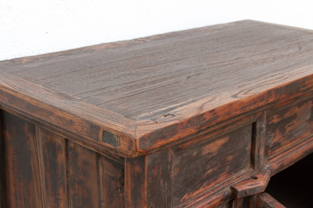 Antique Provincial 2 Door Rustic Asian Cabinet