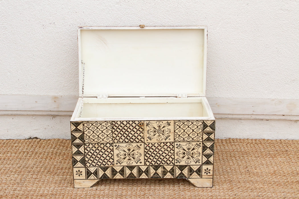 Vintage Tribal Motif Black & White Chest