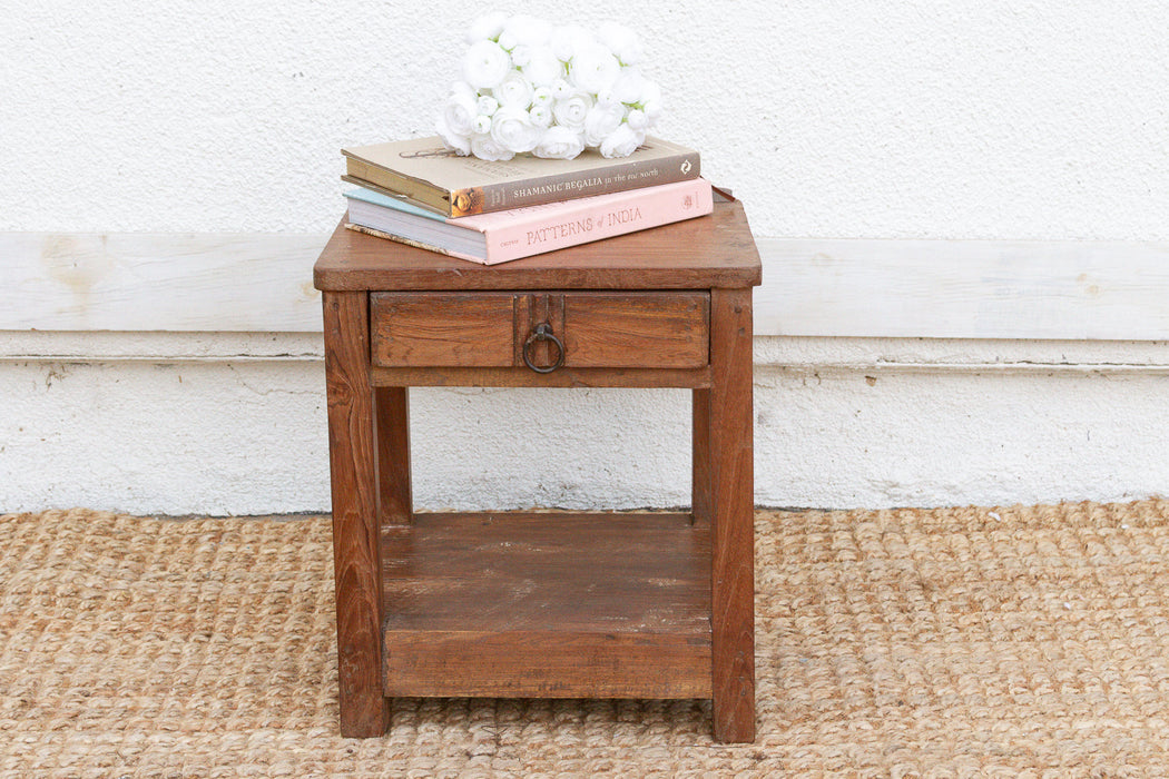 Small Antique Colonial Teak End Table