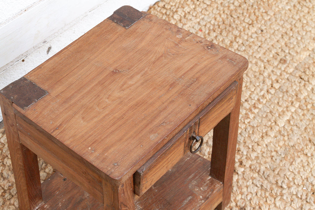 Small Antique Colonial Teak End Table
