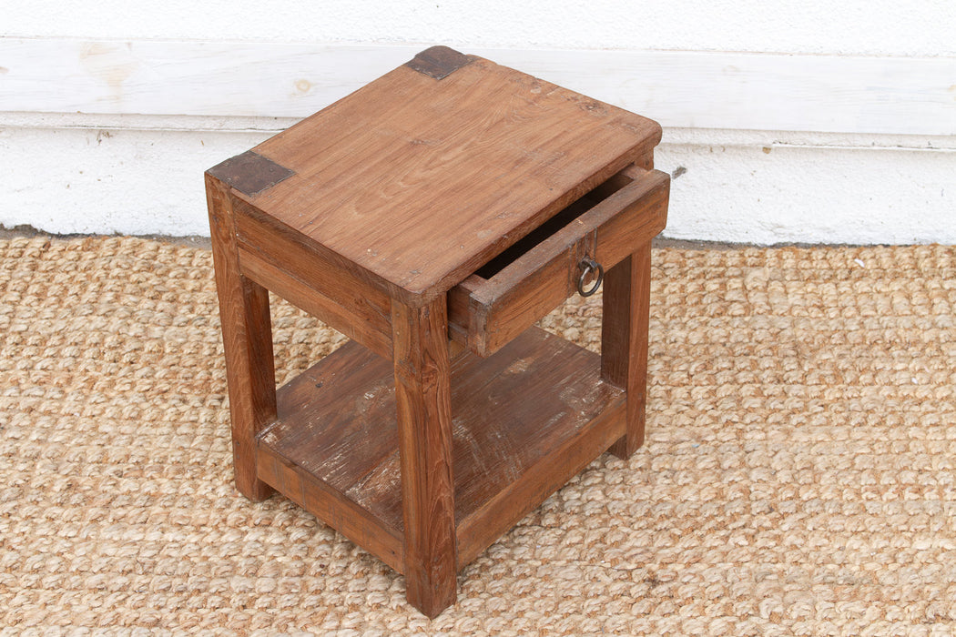 Small Antique Colonial Teak End Table
