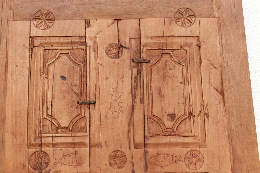 Antique Restored "Matsya" Tribal Carved Door
