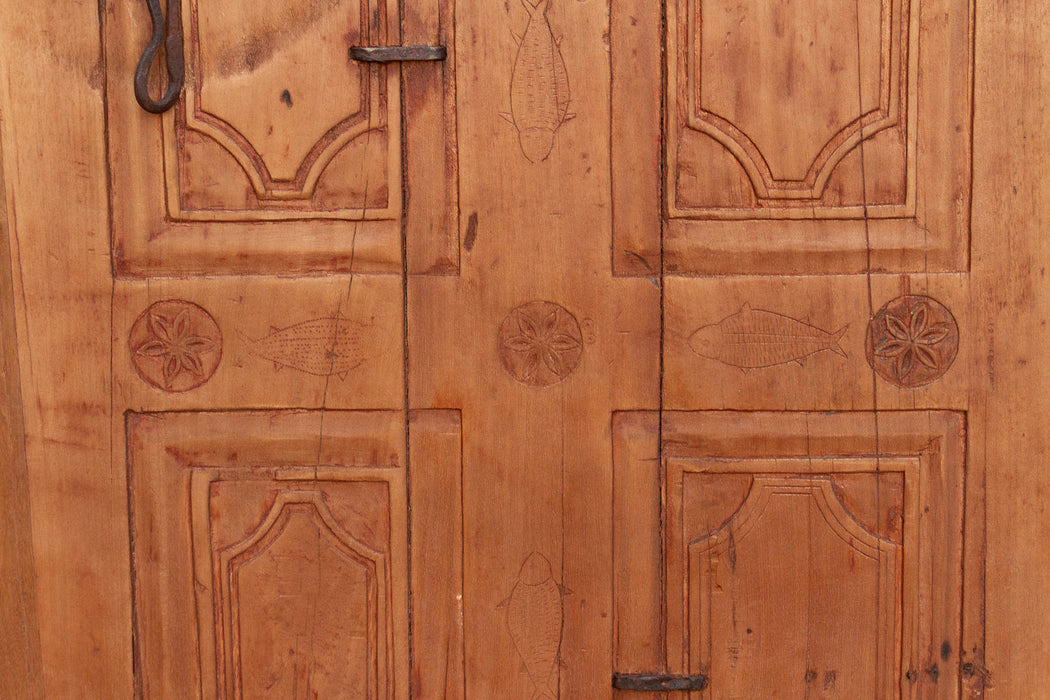 Antique Restored "Matsya" Tribal Carved Door