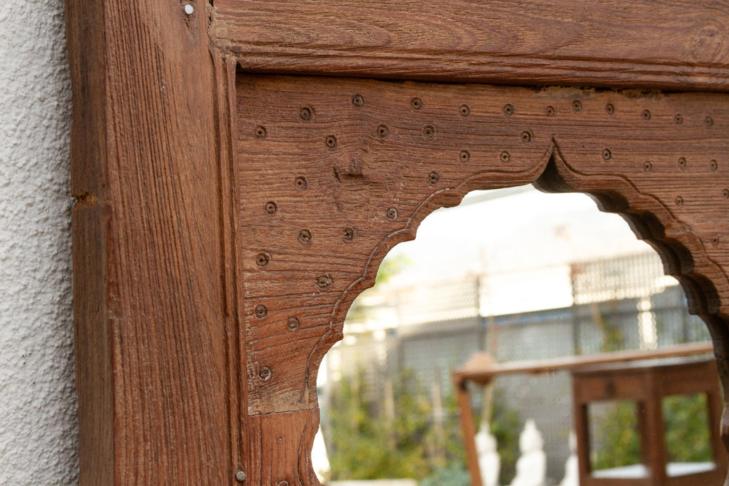 Early 1800's Double Arch Tall Haveli Mirror