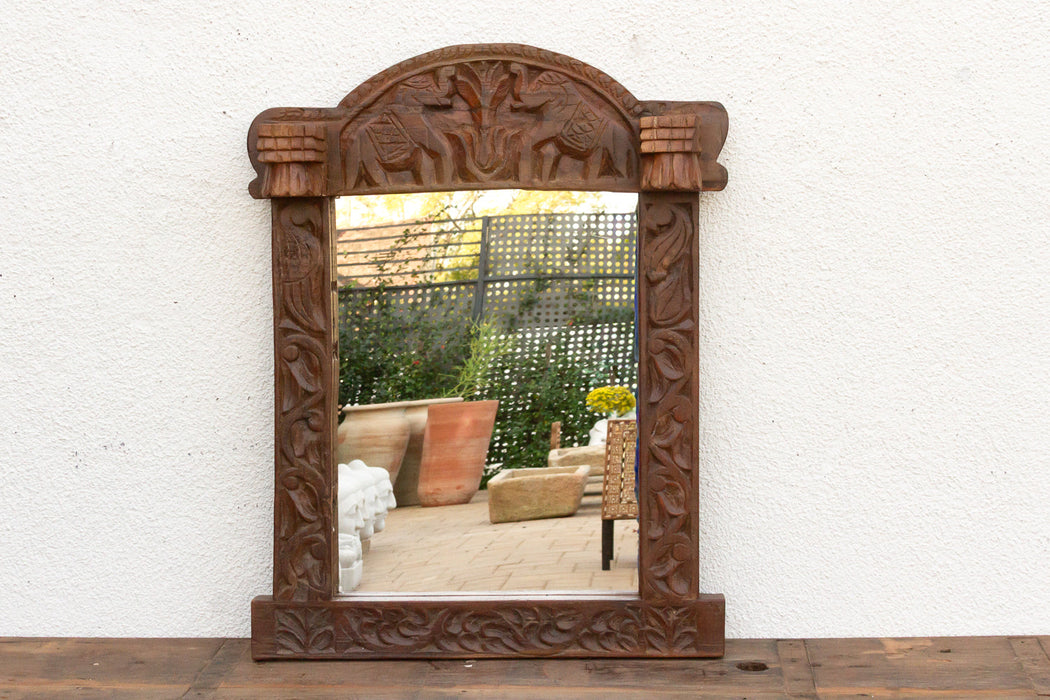 Royal Elephant High-Relief Carved Mirror